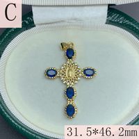 1 Piece 31.5*46.2mm Copper Zircon 18K Gold Plated Cross Polished Pendant main image 4