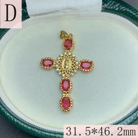 1 Piece 31.5*46.2mm Copper Zircon 18K Gold Plated Cross Polished Pendant main image 3