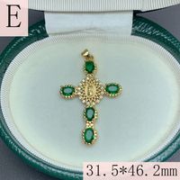 1 Piece 31.5*46.2mm Copper Zircon 18K Gold Plated Cross Polished Pendant main image 2