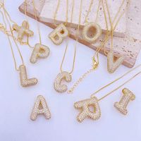1 Piece 23.69*19.18mm Copper Zircon 18K Gold Plated Letter Polished Pendant main image 5