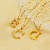 304 Stainless Steel 18K Gold Plated Casual Letter Rhinestones Pendant Necklace main image 1
