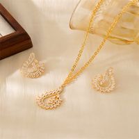 Copper 18K Gold Plated Elegant Inlay Geometric Splicing Zircon Jewelry Set sku image 1