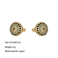 1 Pair Vintage Style Eye Hollow Out Inlay Brass Zircon 18K Gold Plated Drop Earrings sku image 8