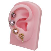 1 Piece Ear Cartilage Rings & Studs Sexy Heart Shape Floral Butterfly Glass Titanium Steel Copper Inlay Rhinestones Zircon White Gold Plated Gold Plated main image 5