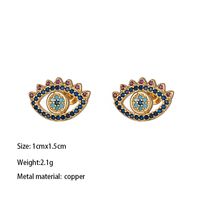 1 Pair Vintage Style Eye Hollow Out Inlay Brass Zircon 18K Gold Plated Drop Earrings sku image 7