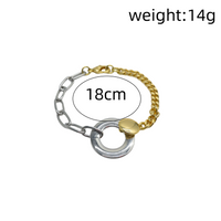 Casual Simple Style Circle Copper Asymmetrical Chain 14K Gold Plated Men's Bracelets main image 3