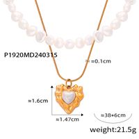 Freshwater Pearl Titanium Steel 18K Gold Plated IG Style Casual Commute Beaded Plating Inlay Oval Heart Shape Artificial Pearls Pendant Necklace main image 11