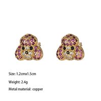 1 Pair Vintage Style Eye Hollow Out Inlay Brass Zircon 18K Gold Plated Drop Earrings sku image 5