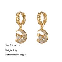 1 Pair Vintage Style Eye Hollow Out Inlay Brass Zircon 18K Gold Plated Drop Earrings sku image 9