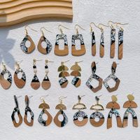 1 Pair Streetwear Geometric Hollow Out Alloy Wood Resin Drop Earrings main image 1