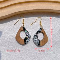 1 Pair Streetwear Geometric Hollow Out Alloy Wood Resin Drop Earrings main image 2