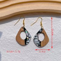 1 Pair Streetwear Geometric Hollow Out Alloy Wood Resin Drop Earrings sku image 3