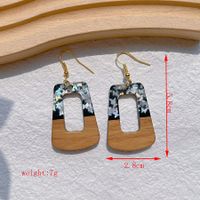 1 Pair Streetwear Geometric Hollow Out Alloy Wood Resin Drop Earrings sku image 4