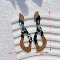 1 Pair Streetwear Geometric Hollow Out Alloy Wood Resin Drop Earrings sku image 8