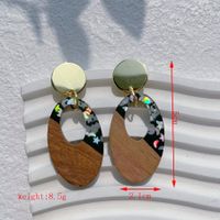 1 Pair Streetwear Geometric Hollow Out Alloy Wood Resin Drop Earrings sku image 7