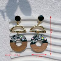 1 Pair Streetwear Geometric Hollow Out Alloy Wood Resin Drop Earrings sku image 10