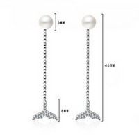 1 Pair Elegant Lady Classic Style Fish Tail Inlay Copper Artificial Pearls White Gold Plated Drop Earrings main image 2