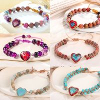 Volcanic Rock Cute Beaded Heart Shape Bracelets main image 1