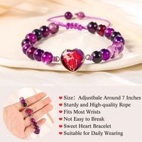 Cute MAMA Simple Style Heart Shape Volcanic Rock Copper Beaded Braid Mother'S Day Women's Bracelets main image 2