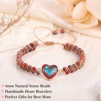 Volcanic Rock Cute Beaded Heart Shape Bracelets main image 4