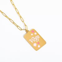 304 Stainless Steel 18K Gold Plated Elegant Simple Style Enamel Constellation Flower Pendant Necklace sku image 8
