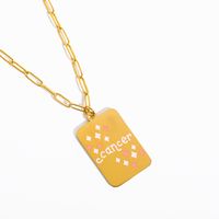 304 Stainless Steel 18K Gold Plated Elegant Simple Style Enamel Constellation Flower Pendant Necklace sku image 6