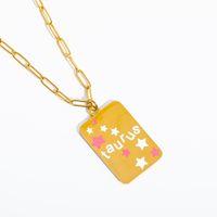 304 Stainless Steel 18K Gold Plated Elegant Simple Style Enamel Constellation Flower Pendant Necklace sku image 4