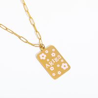 304 Stainless Steel 18K Gold Plated Elegant Simple Style Enamel Constellation Flower Pendant Necklace sku image 3