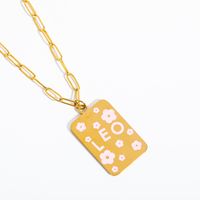 304 Stainless Steel 18K Gold Plated Elegant Simple Style Enamel Constellation Flower Pendant Necklace sku image 7