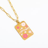 304 Stainless Steel 18K Gold Plated Elegant Simple Style Enamel Constellation Flower Pendant Necklace sku image 12