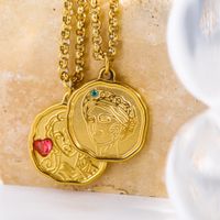 304 Stainless Steel 18K Gold Plated Casual Simple Style Human Zircon Pendant Necklace main image 3