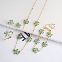 Copper Simple Style Classic Style Inlay Flower Zircon Jewelry Set sku image 10