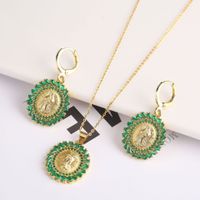Copper Gold Plated Simple Style Classic Style Inlay Color Block Zircon Jewelry Set main image 1