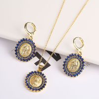 Copper Gold Plated Simple Style Classic Style Inlay Color Block Zircon Jewelry Set sku image 9