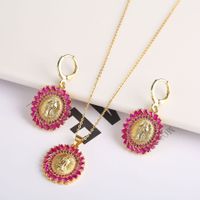 Copper Gold Plated Simple Style Classic Style Inlay Color Block Zircon Jewelry Set main image 2