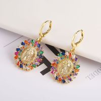 Copper Gold Plated Simple Style Classic Style Inlay Color Block Zircon Jewelry Set sku image 6