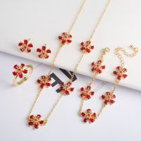 Copper Simple Style Classic Style Inlay Flower Zircon Jewelry Set main image 2