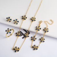 Copper Simple Style Classic Style Inlay Flower Zircon Jewelry Set sku image 11