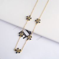 Copper Simple Style Classic Style Inlay Flower Zircon Jewelry Set sku image 7