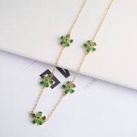 Copper Simple Style Classic Style Inlay Flower Zircon Jewelry Set sku image 5