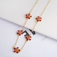 Copper Simple Style Classic Style Inlay Flower Zircon Jewelry Set sku image 8