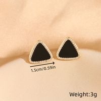 1 Pair Sweet Triangle Geometric Rectangle Inlay Copper Shell Zircon 18K Gold Plated Ear Studs main image 2