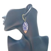 1 Pair Streetwear Geometric Hollow Out Alloy Wood Resin Drop Earrings main image 3