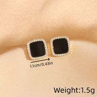 1 Pair Sweet Triangle Geometric Rectangle Inlay Copper Shell Zircon 18K Gold Plated Ear Studs main image 3