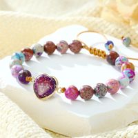 Cute MAMA Simple Style Heart Shape Volcanic Rock Copper Beaded Braid Mother'S Day Women's Bracelets main image 5