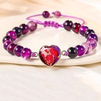 Lindo MAMÁ Estilo Simple Forma De Corazón Roca Volcánica Cobre Con Cuentas Trenza Día De La Madre Mujeres Pulsera main image 5