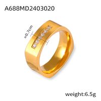 Titan Stahl 18 Karat Vergoldet Elegant Einfacher Stil Überzug Inlay Farbblock Strasssteine Ringe sku image 4