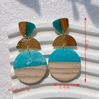 1 Pair Streetwear Geometric Letter Heart Shape Hollow Out Alloy Wood Resin Drop Earrings sku image 9