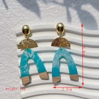 1 Pair Streetwear Geometric Letter Heart Shape Hollow Out Alloy Wood Resin Drop Earrings sku image 12