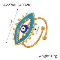 Titan Stahl 18 Karat Vergoldet Elegant Einfacher Stil Emaille Überzug Teufels Auge Offener Ring main image 10